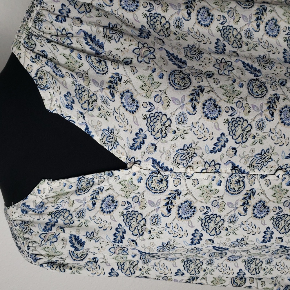 Rose + Olive Floral Button Up 3/4 Sleeves Tunic Top Size 2X Loose Fit Bohemian - Picture 3 of 16